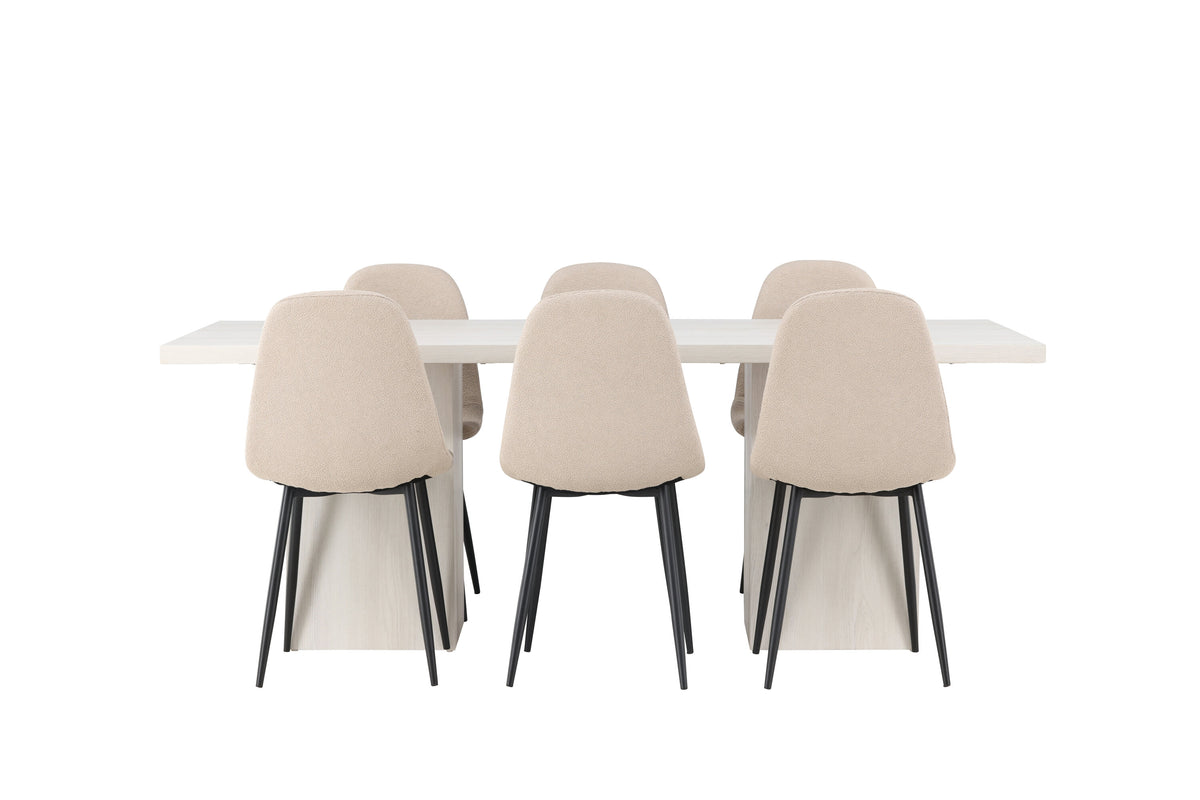 Olga Matbord med Polar Stolarna – Bord: 75x200x90 Stol: 52x90x45