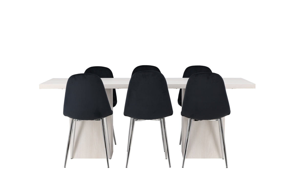 Olga Matbord med Polar Stolarna – Bord: 75x200x90 Stol: 52x90x45