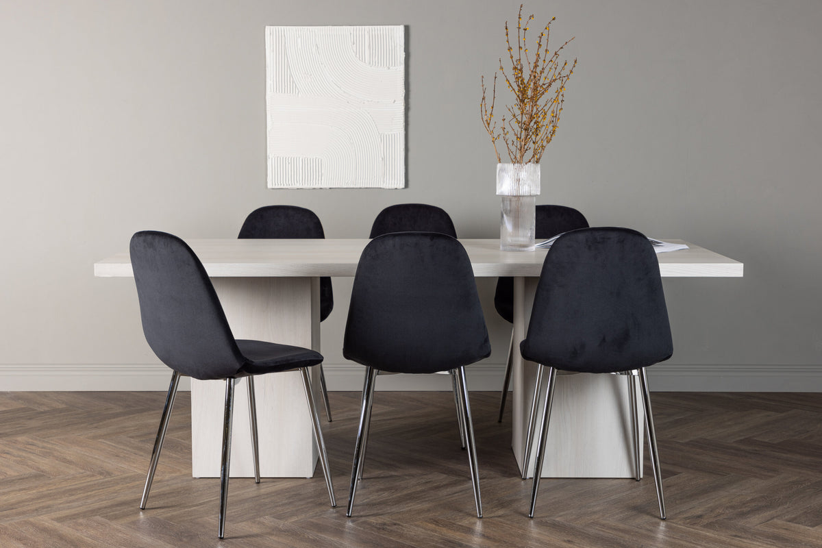 Olga Matbord med Polar Stolarna – Bord: 75x200x90 Stol: 52x90x45