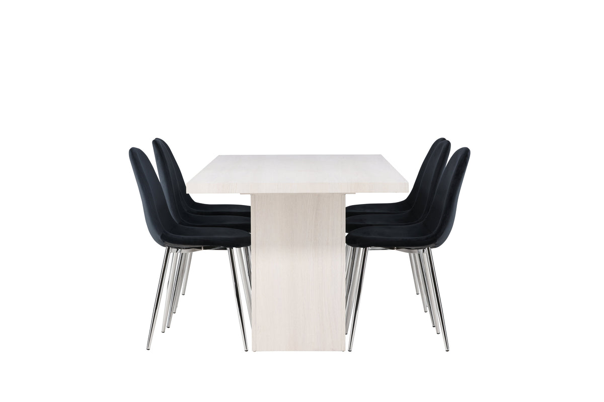Olga Matbord med Polar Stolarna – Bord: 75x200x90 Stol: 52x90x45