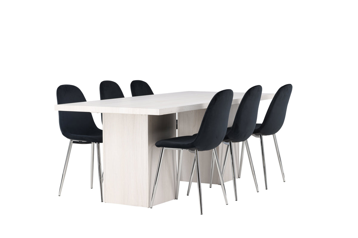 Olga Matbord med Polar Stolarna – Bord: 75x200x90 Stol: 52x90x45