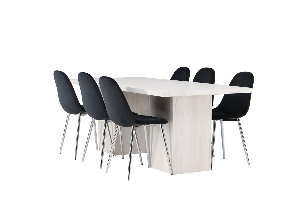 Olga Matbord med Polar Stolarna – Bord: 75x200x90 Stol: 52x90x45
