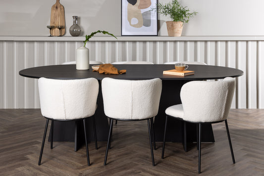 Bootcut Matbord med Edina Stolarna – Bord: 75x230x115 Stol: 56x76x55