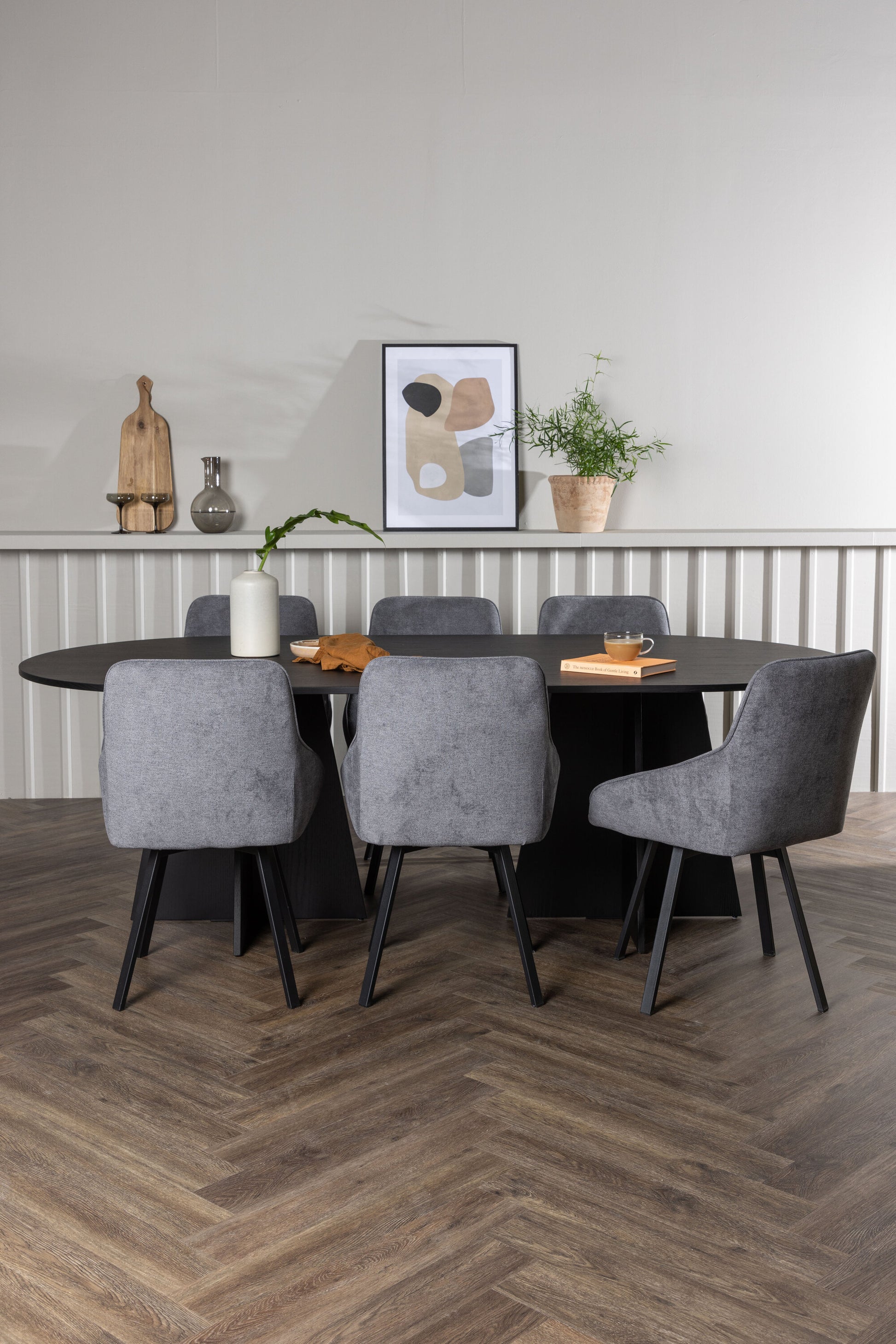 Bootcut Matbord med Rosie Stolarna – Bord: 75x230x115 Stol: 60x88x55