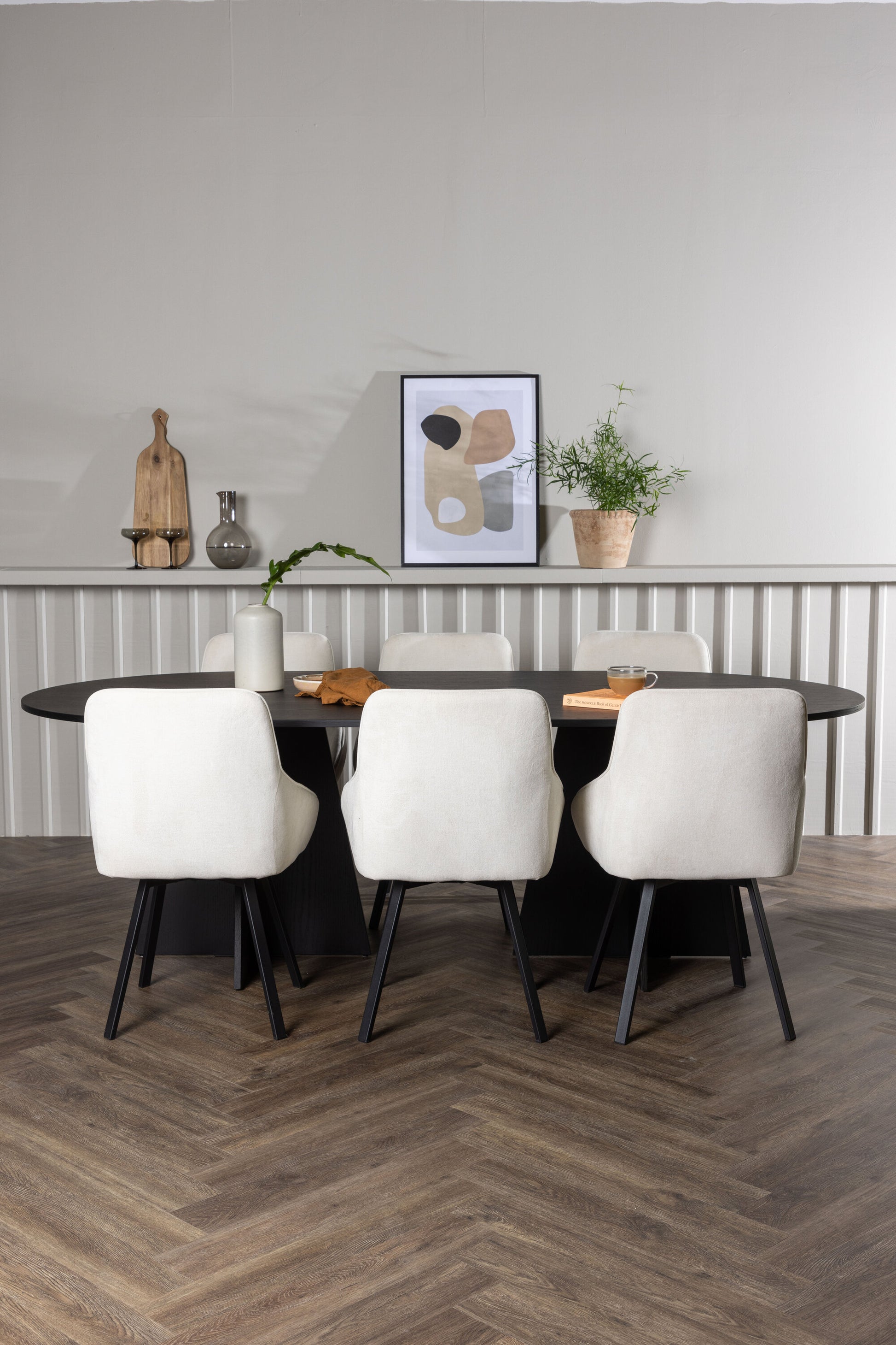 Bootcut Matbord med Rosie Stolarna – Bord: 75x230x115 Stol: 60x88x55