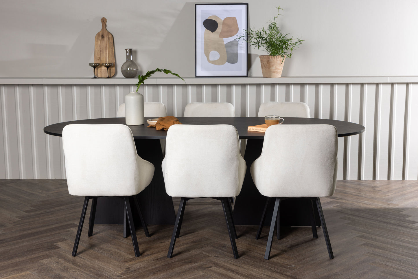 Bootcut Matbord med Rosie Stolarna – Bord: 75x230x115 Stol: 60x88x55