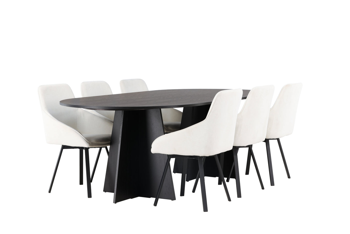 Bootcut Matbord med Rosie Stolarna – Bord: 75x230x115 Stol: 60x88x55