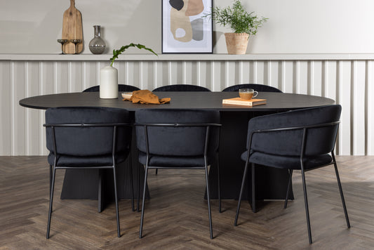 Bootcut Matbord med Selma Stolarna – Bord: 75x230x115 Stol: 58x82x54