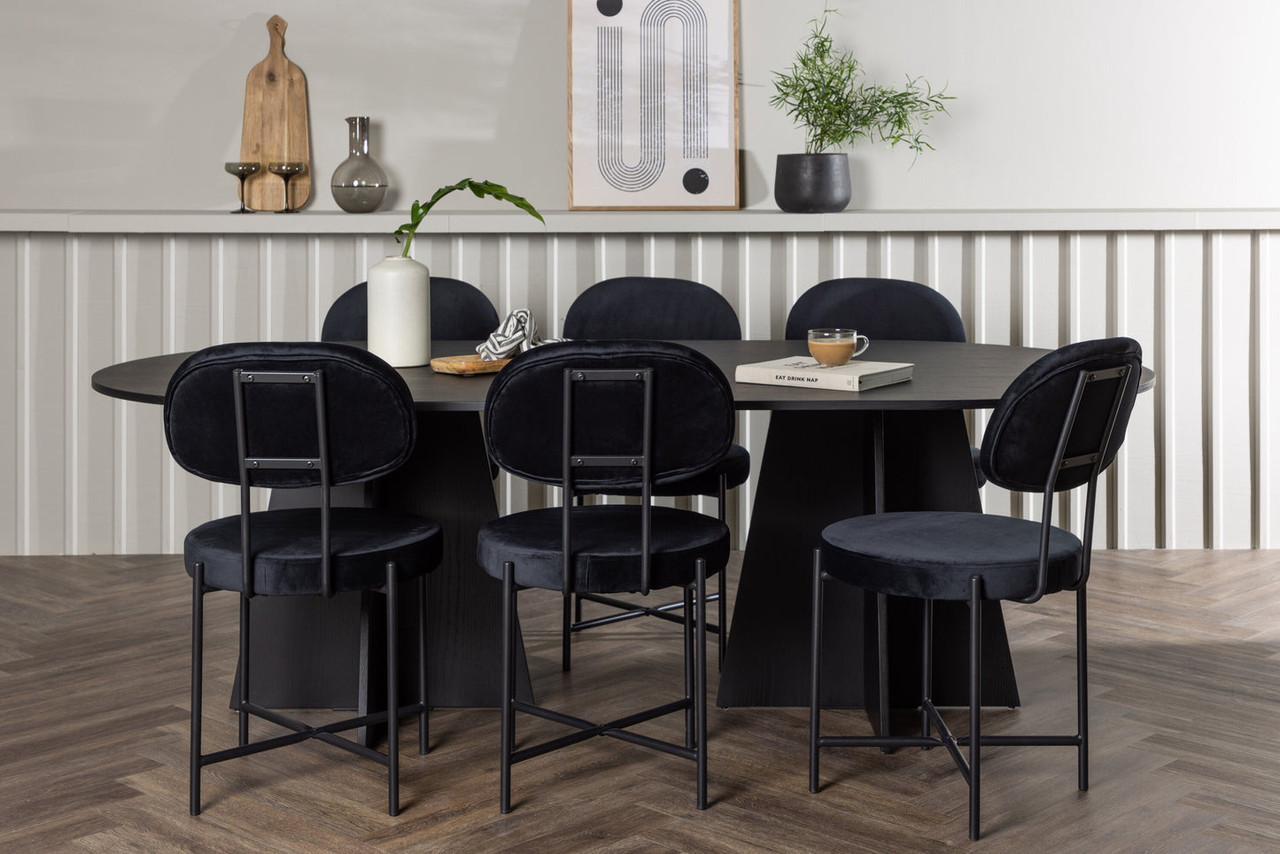 Bootcut Matbord med Stella Stolarna – Bord: 75x230x115 Stol: 60x89x50