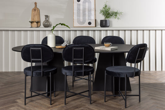 Bootcut Matbord med Stella Stolarna – Bord: 75x230x115 Stol: 60x89x50