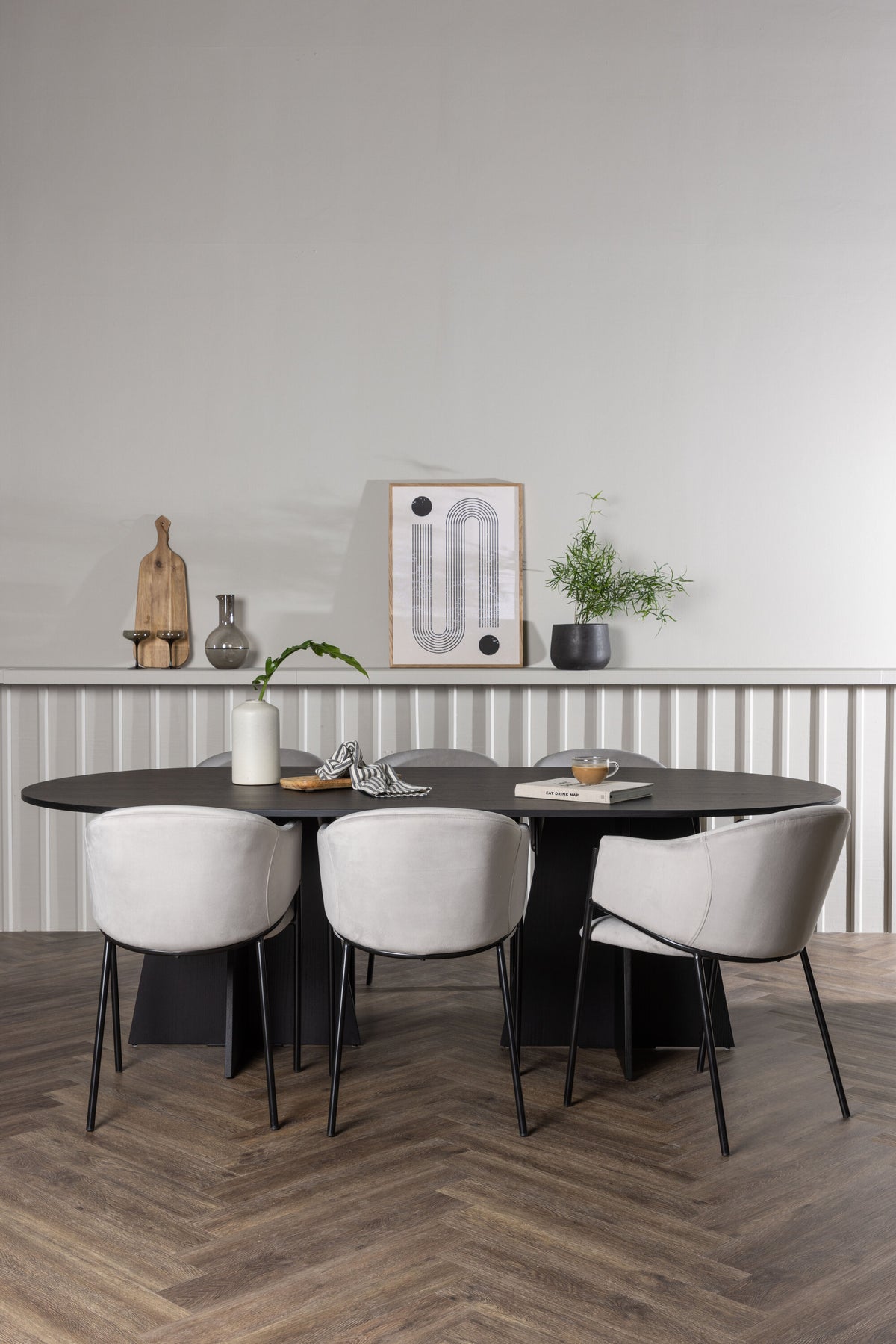 Bootcut Matbord med Evelina Stolarna – Bord: 75x230x115 Stol: 62x80x54