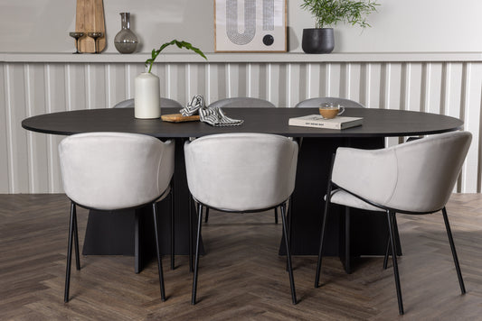 Bootcut Matbord med Evelina Stolarna – Bord: 75x230x115 Stol: 62x80x54