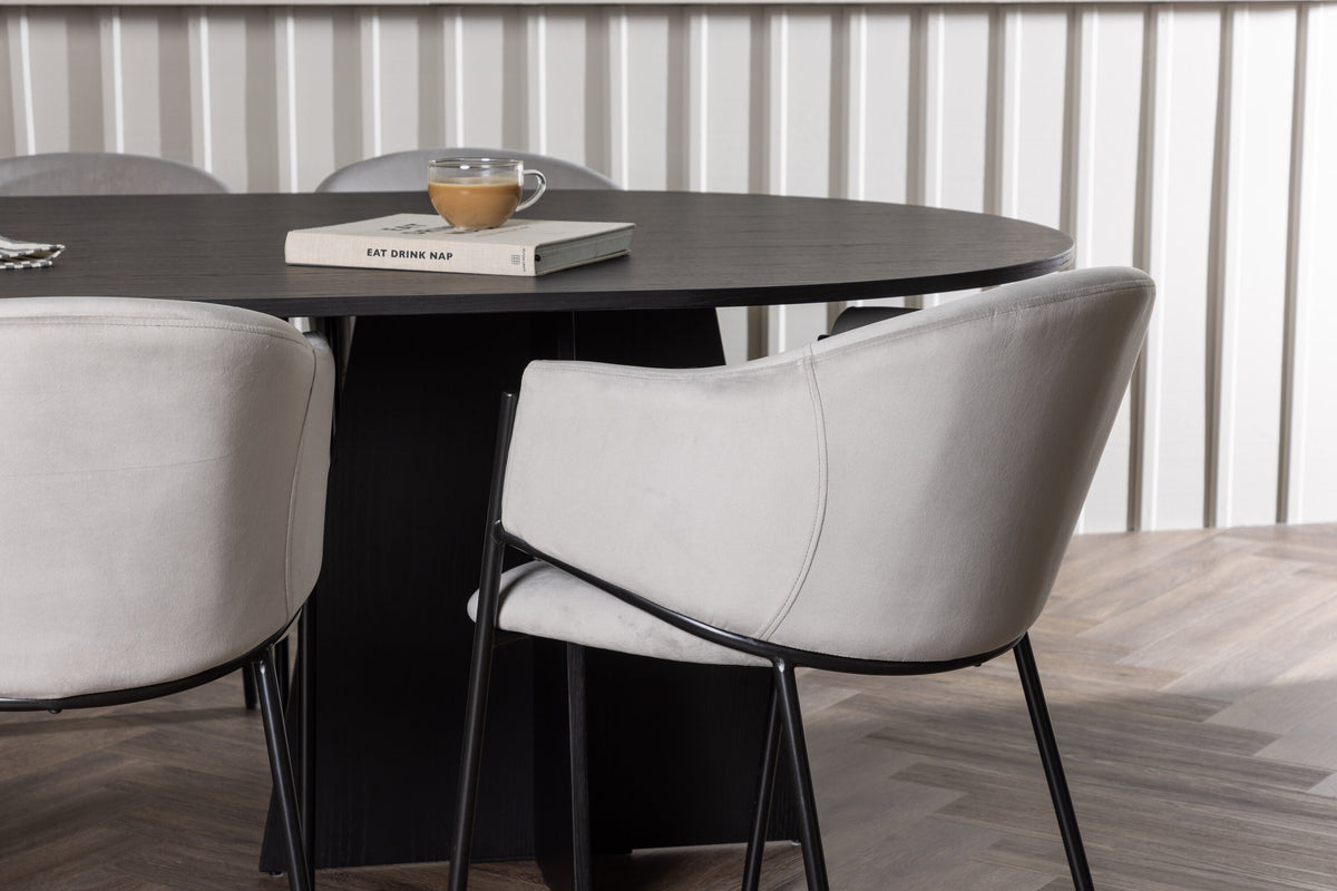 Bootcut Matbord med Evelina Stolarna – Bord: 75x230x115 Stol: 62x80x54