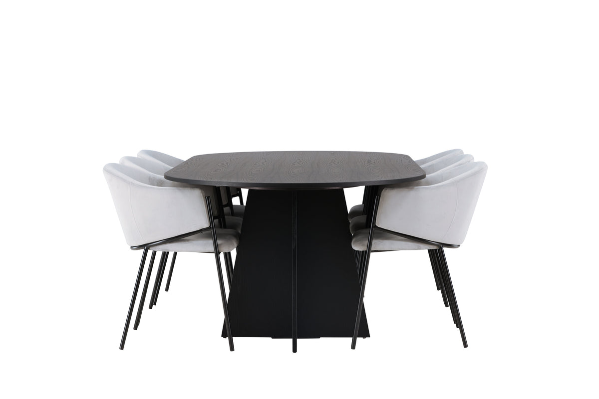 Bootcut Matbord med Evelina Stolarna – Bord: 75x230x115 Stol: 62x80x54
