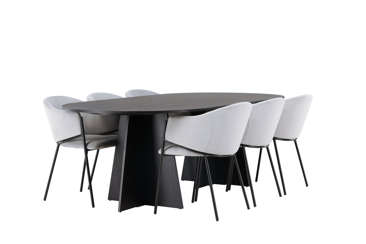 Bootcut Matbord med Evelina Stolarna – Bord: 75x230x115 Stol: 62x80x54