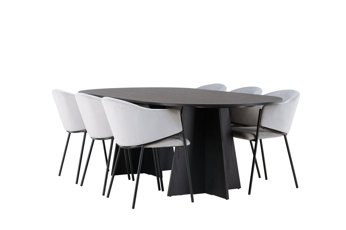 Bootcut Matbord med Evelina Stolarna – Bord: 75x230x115 Stol: 62x80x54