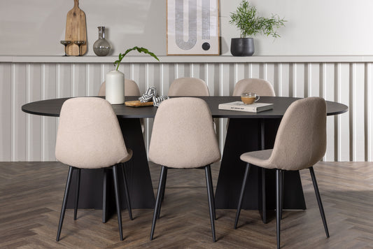 Bootcut Matbord med Polar Stolarna – Bord: 75x230x115 Stol: 52x90x45
