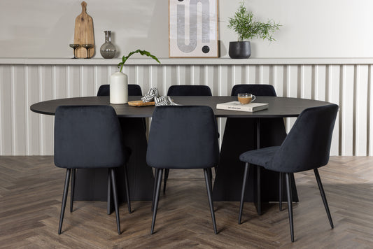 Bootcut Matbord med Night Stolarna – Bord: 75x230x115 Stol: 56x87x49
