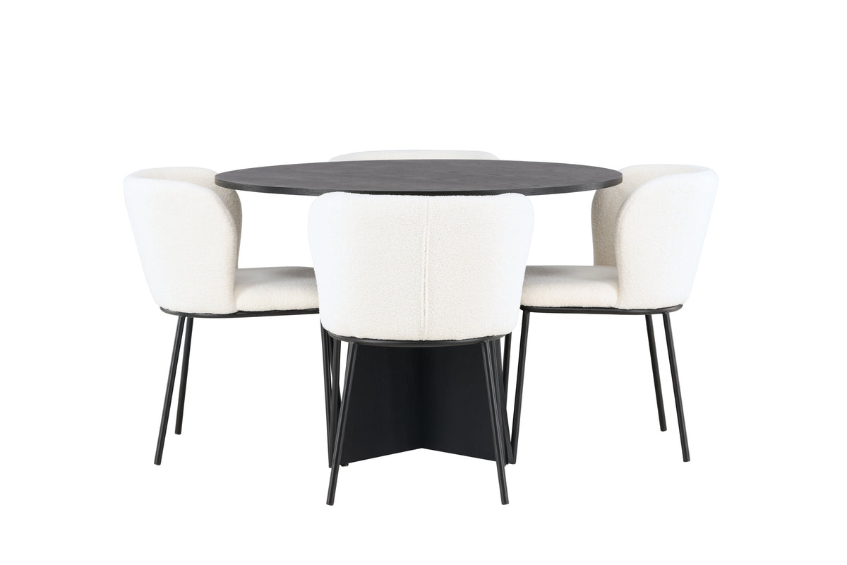 Bootcut Matbord med Edina Stolarna – Bord: ⌀110 Stol: 56x76x55