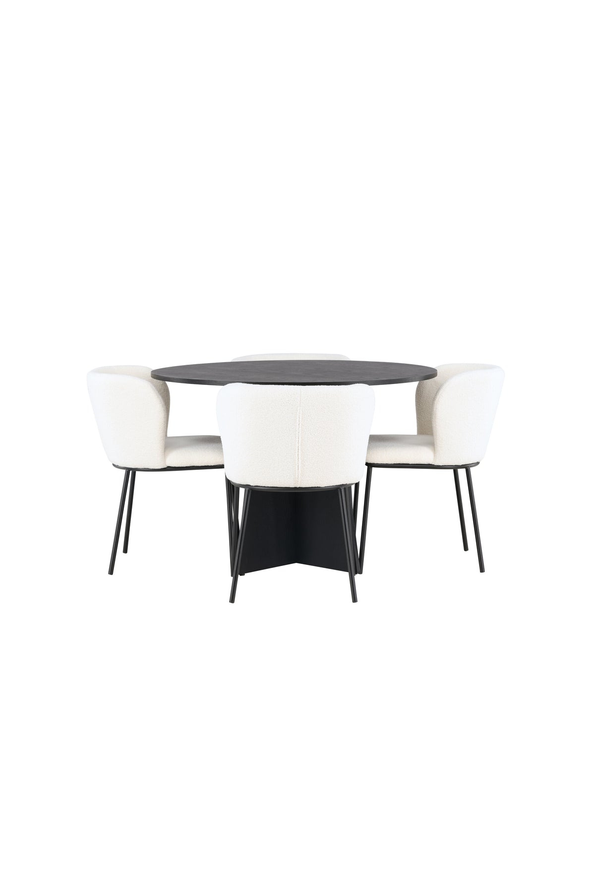 Bootcut Matbord med Edina Stolarna – Bord: ⌀110 Stol: 56x76x55