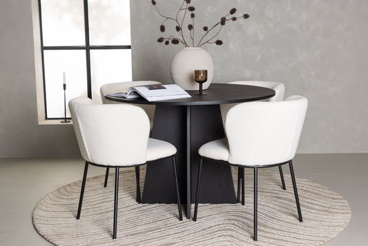 Bootcut Matbord med Edina Stolarna – Bord: ⌀110 Stol: 56x76x55