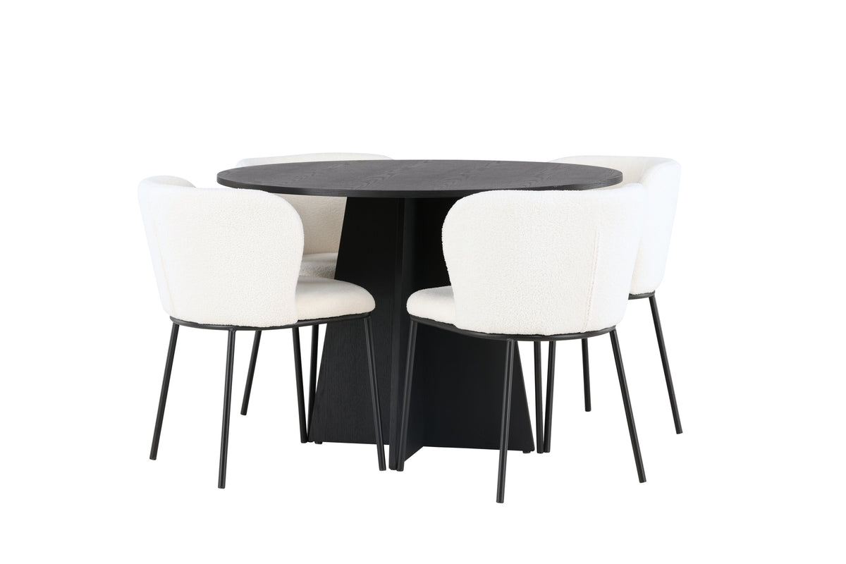 Bootcut Matbord med Edina Stolarna – Bord: ⌀110 Stol: 56x76x55