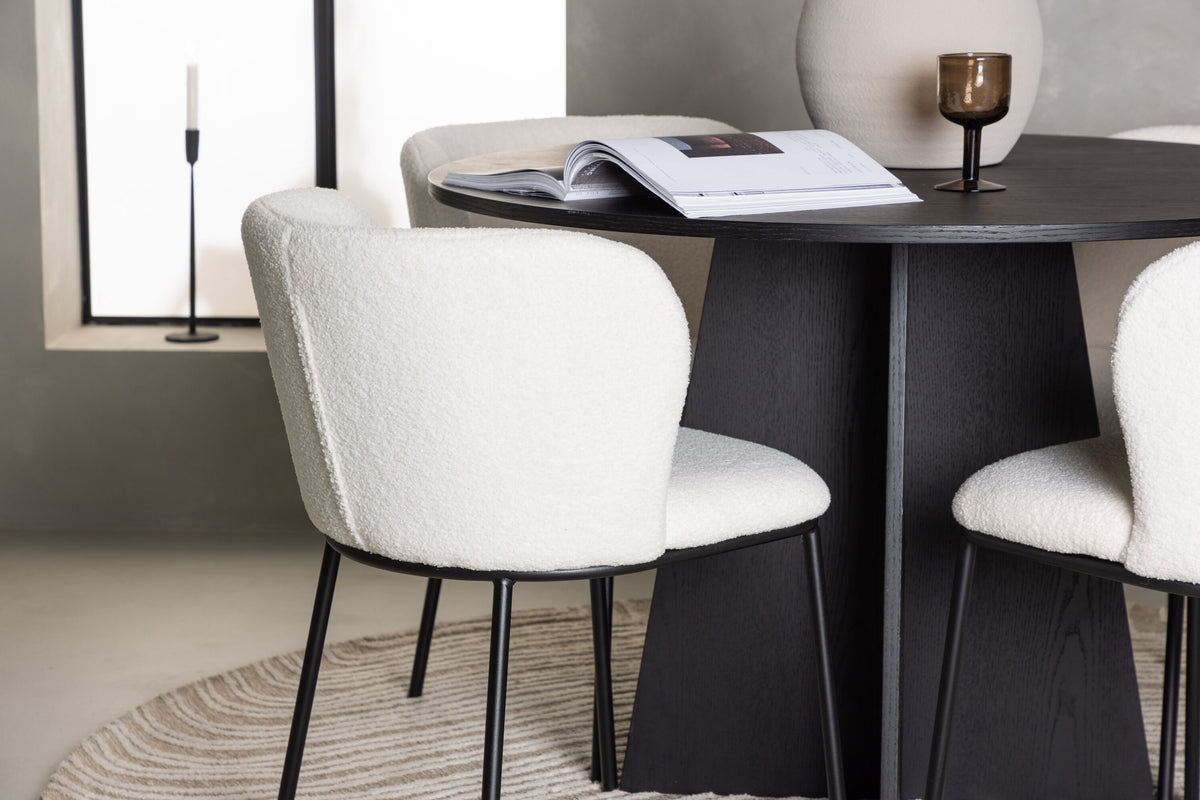 Bootcut Matbord med Edina Stolarna – Bord: ⌀110 Stol: 56x76x55