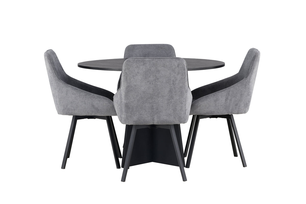 Bootcut Matbord med Rosie Stolarna – Bord: ⌀110 Stol: 60x88x55