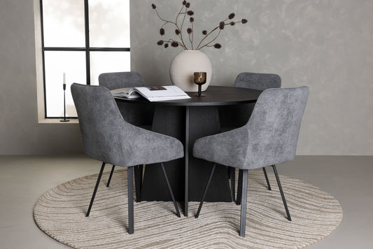 Bootcut Matbord med Rosie Stolarna – Bord: ⌀110 Stol: 60x88x55