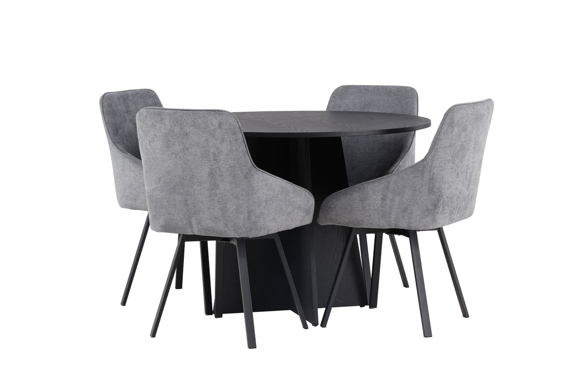 Bootcut Matbord med Rosie Stolarna – Bord: ⌀110 Stol: 60x88x55