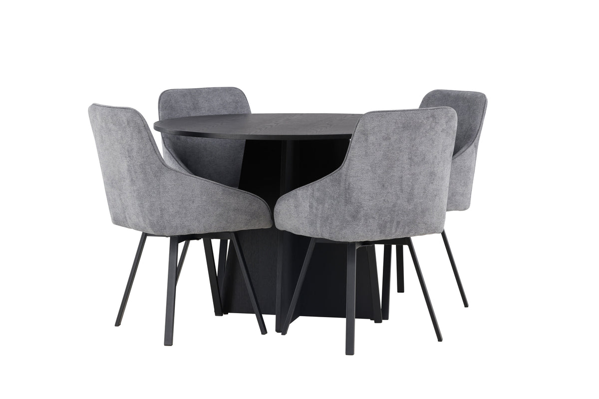 Bootcut Matbord med Rosie Stolarna – Bord: ⌀110 Stol: 60x88x55