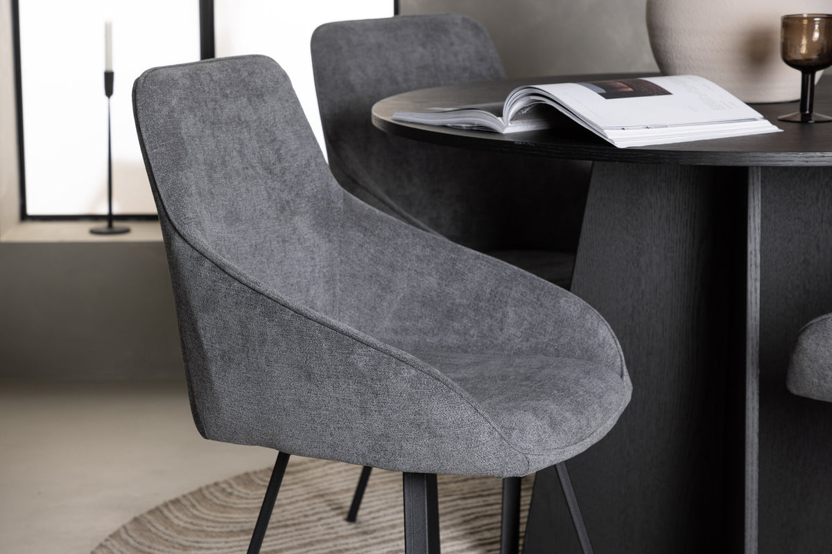 Bootcut Matbord med Rosie Stolarna – Bord: ⌀110 Stol: 60x88x55