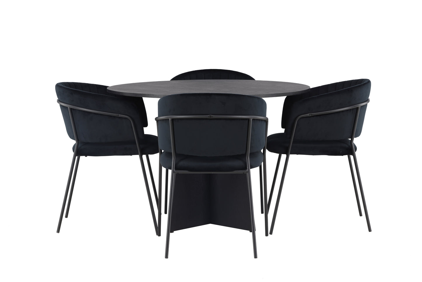 Bootcut Matbord med Selma Stolarna – Bord: ⌀110 Stol: 58x82x54