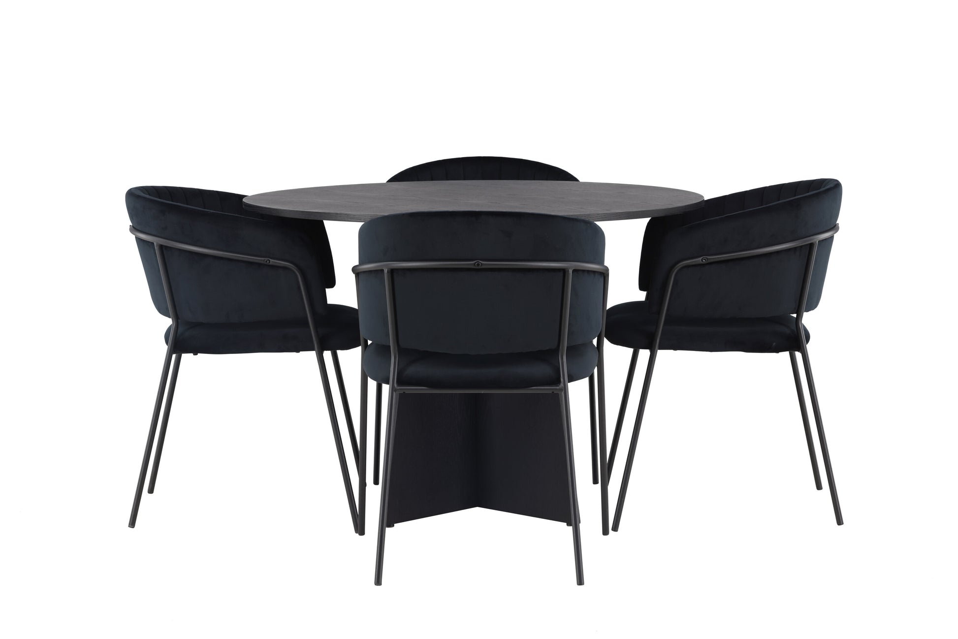 Bootcut Matbord med Selma Stolarna – Bord: ⌀110 Stol: 58x82x54