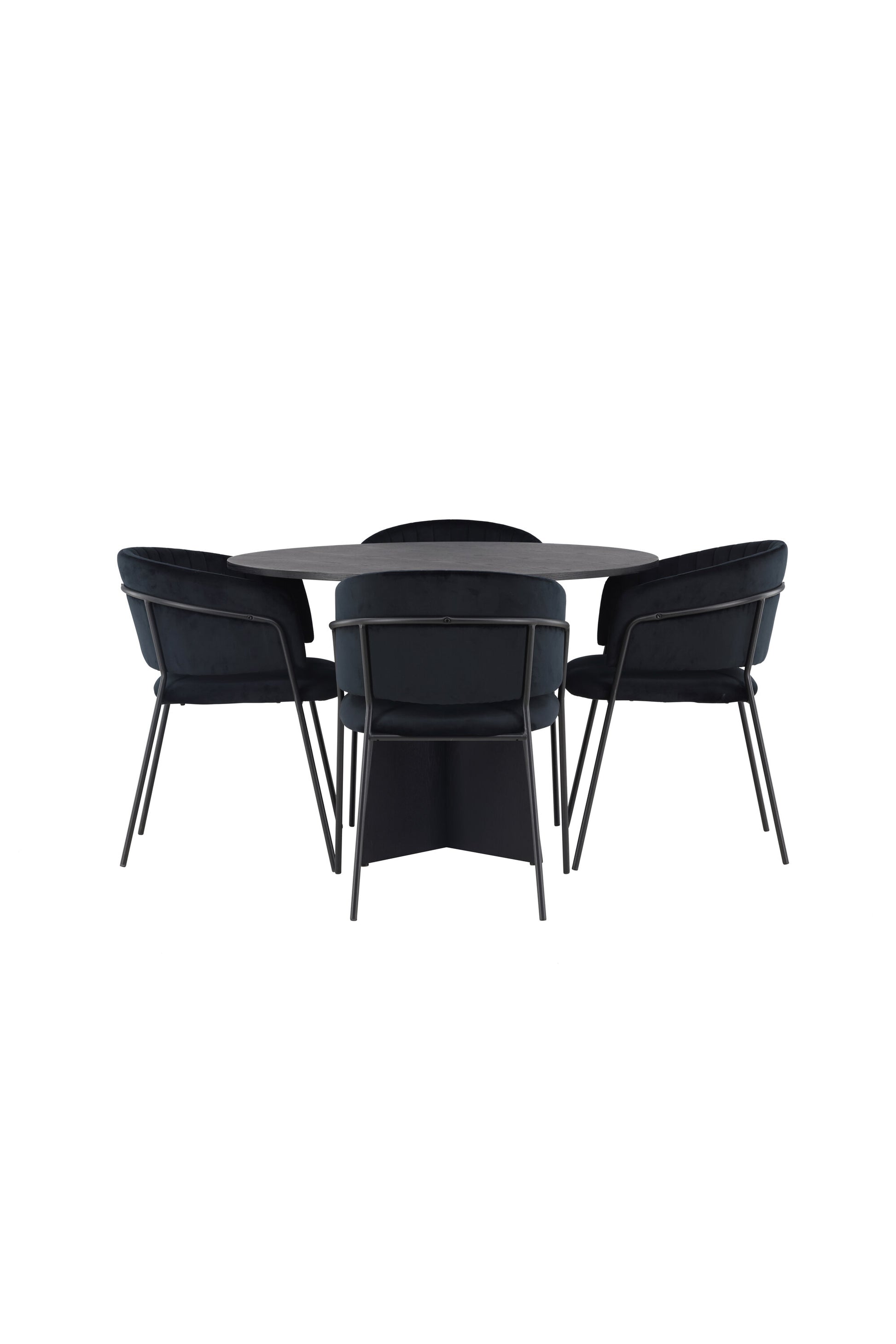 Bootcut Matbord med Selma Stolarna – Bord: ⌀110 Stol: 58x82x54