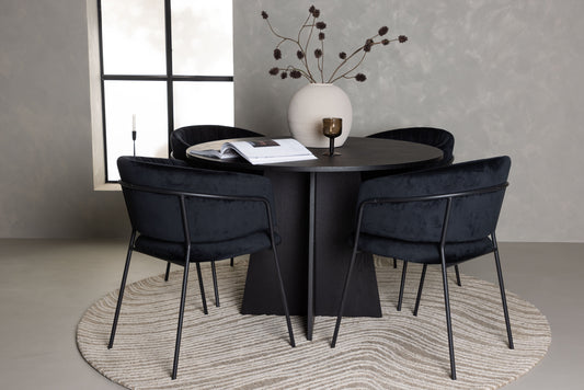 Bootcut Matbord med Selma Stolarna – Bord: ⌀110 Stol: 58x82x54