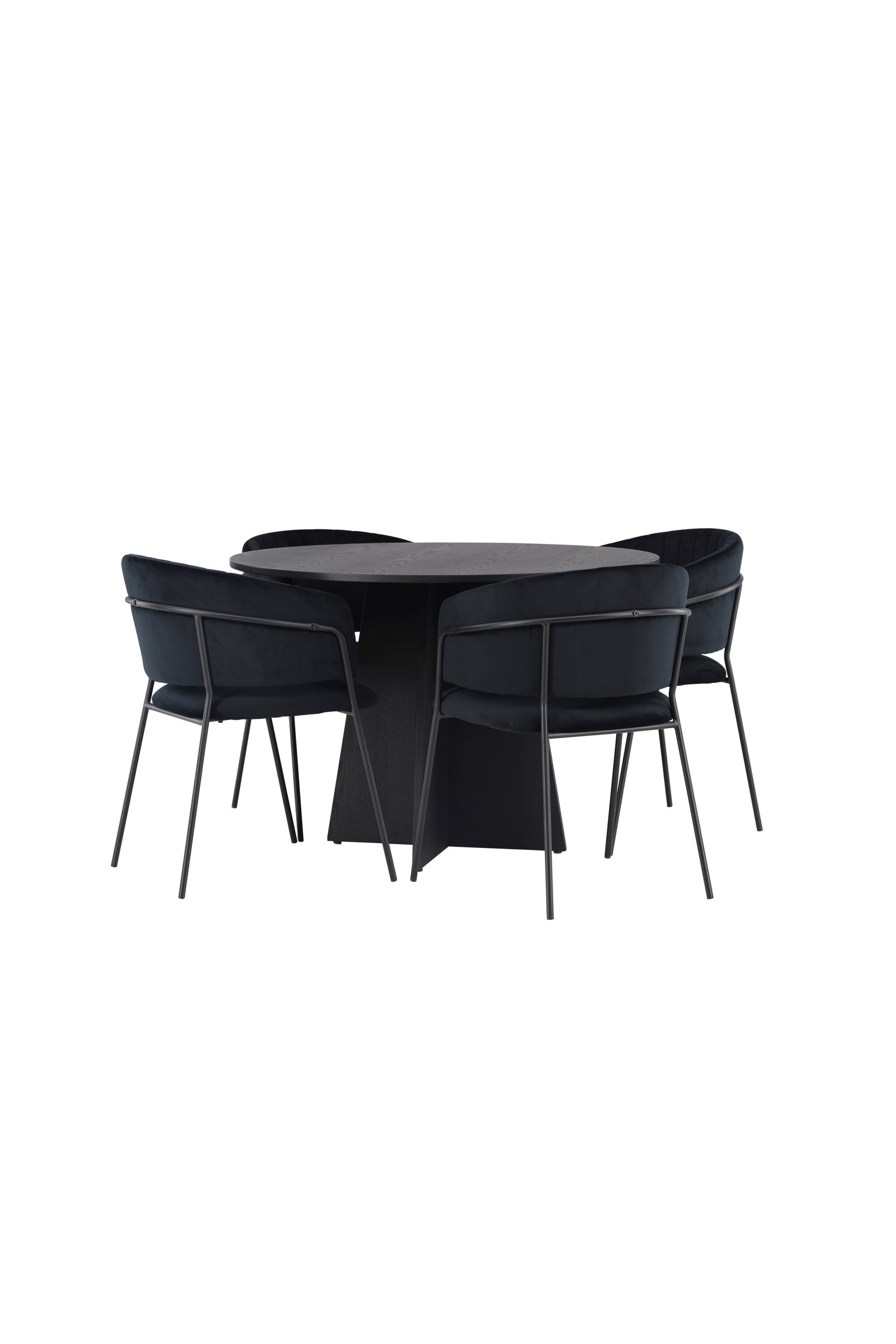 Bootcut Matbord med Selma Stolarna – Bord: ⌀110 Stol: 58x82x54