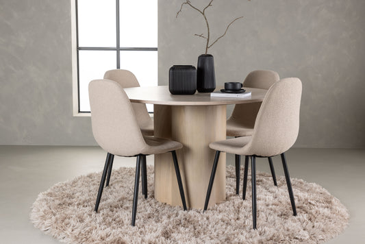 Olivia Matbord med Polar Stolarna – Bord: ⌀110 Stol: 52x90x45