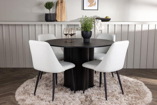 Olivia Matbord med Night Stolarna – Bord: ⌀110 Stol: 56x87x49