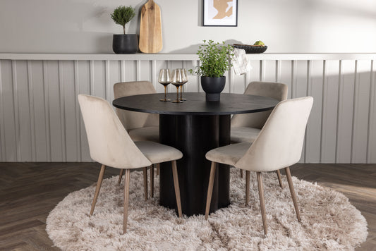 Olivia Matbord med Night Stolarna – Bord: ⌀110 Stol: 56x87x49