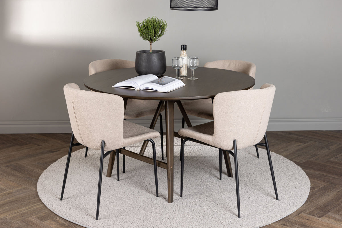 Kaseidon Matbord med Modesto Stolarna – Bord: ⌀100 Stol: 54x79,5x48