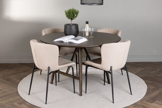 Kaseidon Matbord med Modesto Stolarna – Bord: ⌀100 Stol: 54x79,5x48