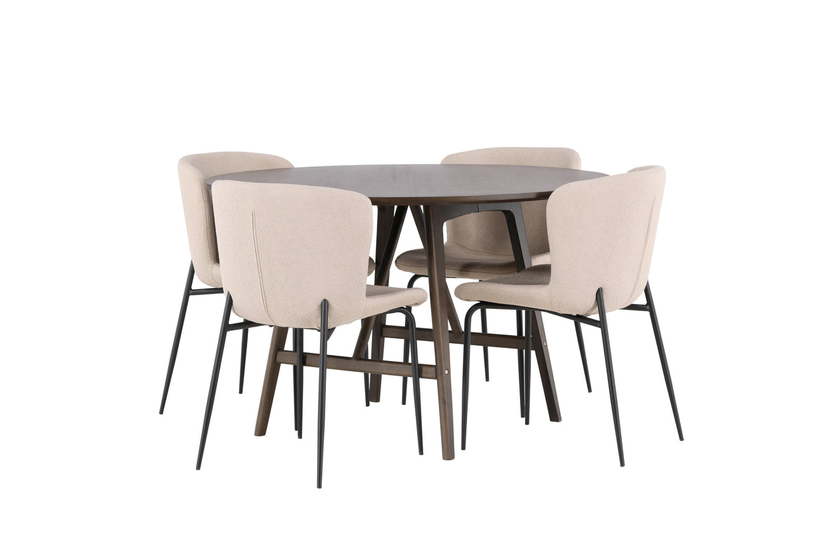 Kaseidon Matbord med Modesto Stolarna – Bord: ⌀100 Stol: 54x79,5x48