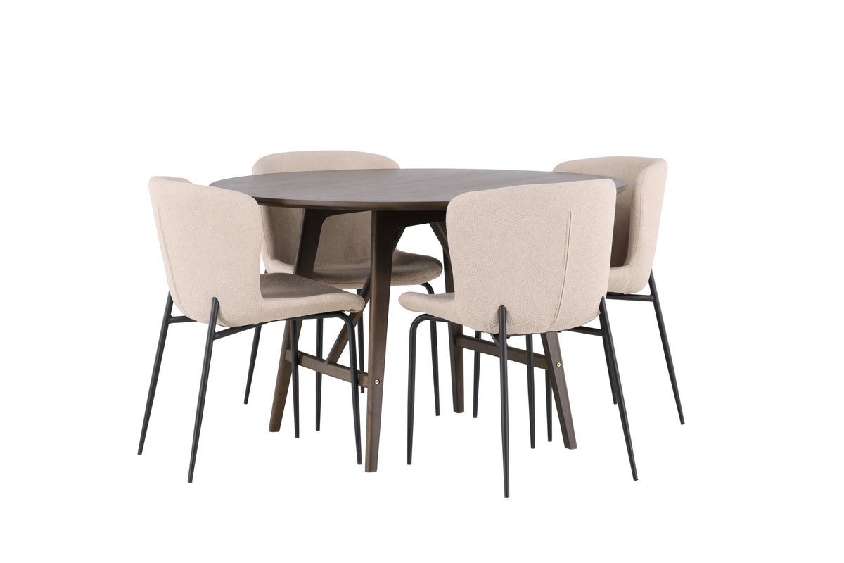 Kaseidon Matbord med Modesto Stolarna – Bord: ⌀100 Stol: 54x79,5x48