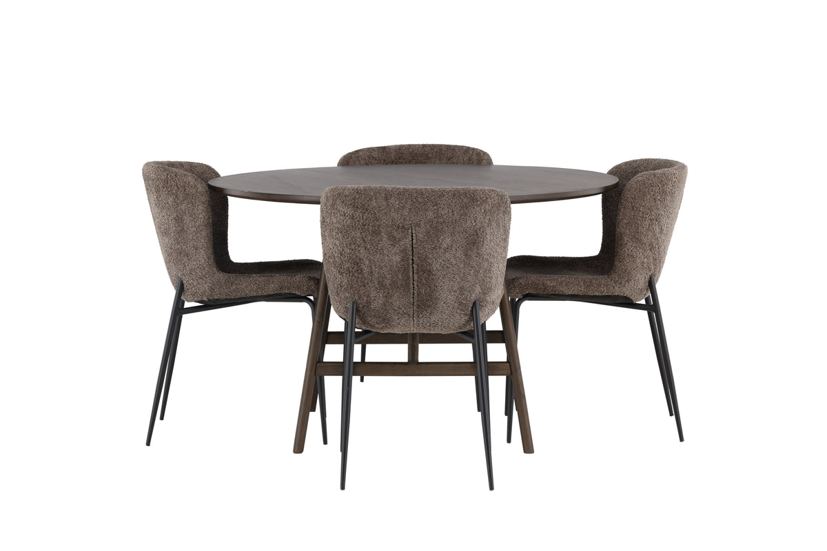 Kaseidon Matbord med Modesto Stolarna – Bord: ⌀100 Stol: 54x79,5x48