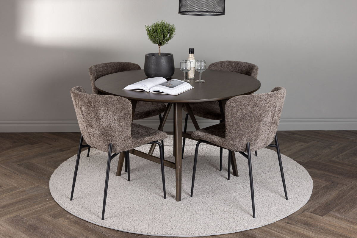 Kaseidon Matbord med Modesto Stolarna – Bord: ⌀100 Stol: 54x79,5x48