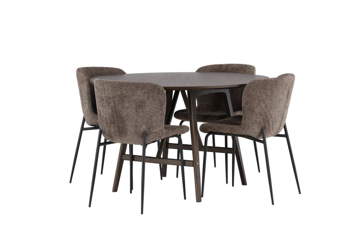 Kaseidon Matbord med Modesto Stolarna – Bord: ⌀100 Stol: 54x79,5x48