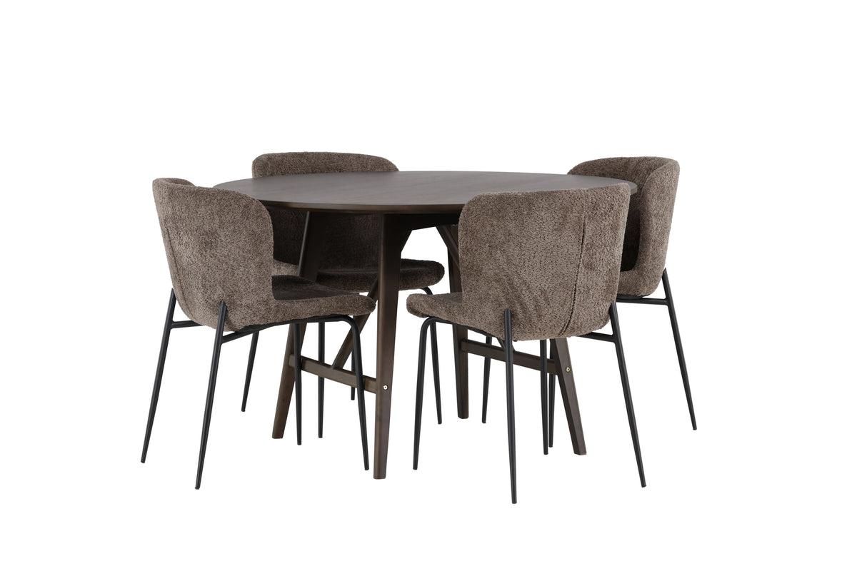 Kaseidon Matbord med Modesto Stolarna – Bord: ⌀100 Stol: 54x79,5x48