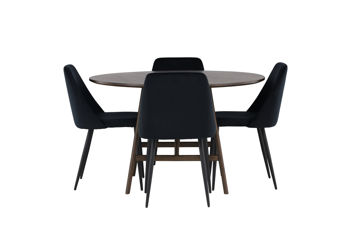 Kaseidon Matbord med Night Stolarna – Bord: ⌀100 Stol: 56x87x49