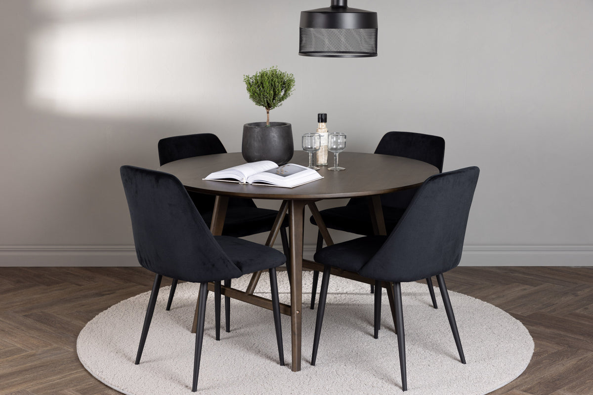 Kaseidon Matbord med Night Stolarna – Bord: ⌀100 Stol: 56x87x49